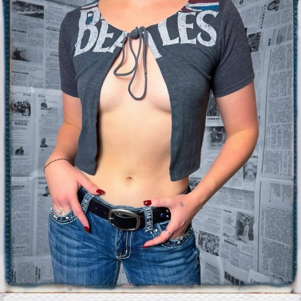 Reworked Beatles Crop Top Shirt